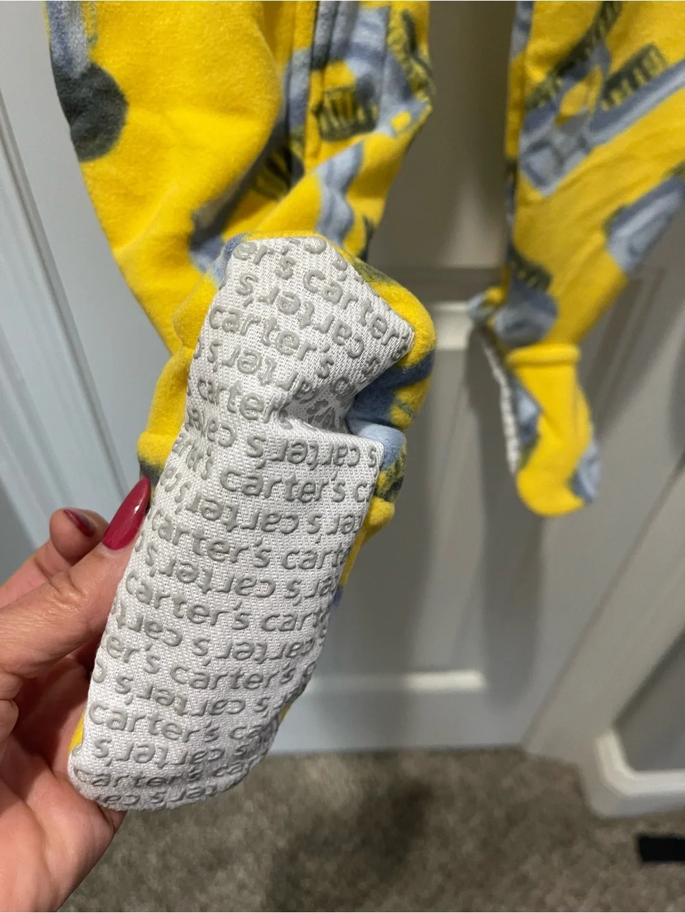 Carter's Boys YelloCarter's Boys Yellow Excavator Fleece Footed Pajamas Sleepers